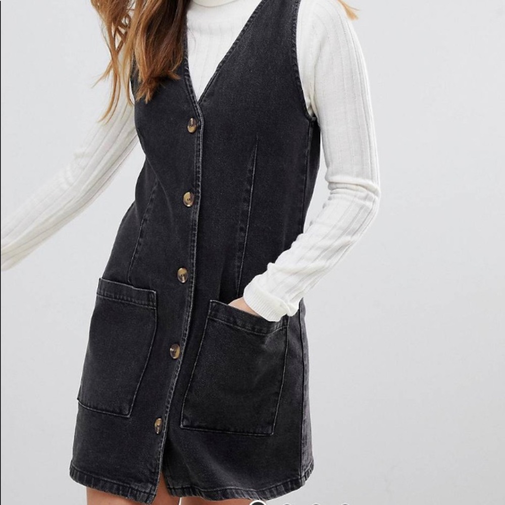 ASOS petite denim jumper pinafore dress